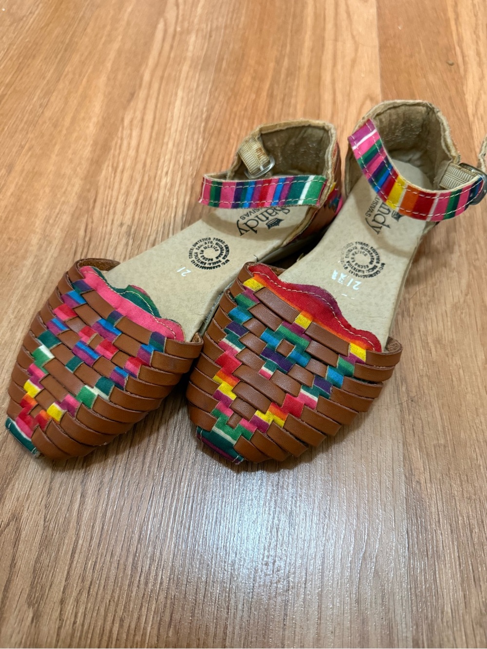 Girl’s Colorful Woven Leather Huarache Sandals - 4Y